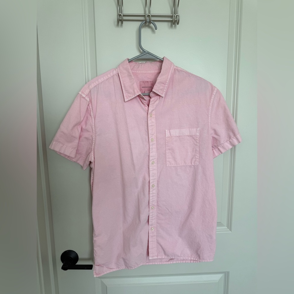 American Eagle Outfitters Pink Casual Button Down Shirt
